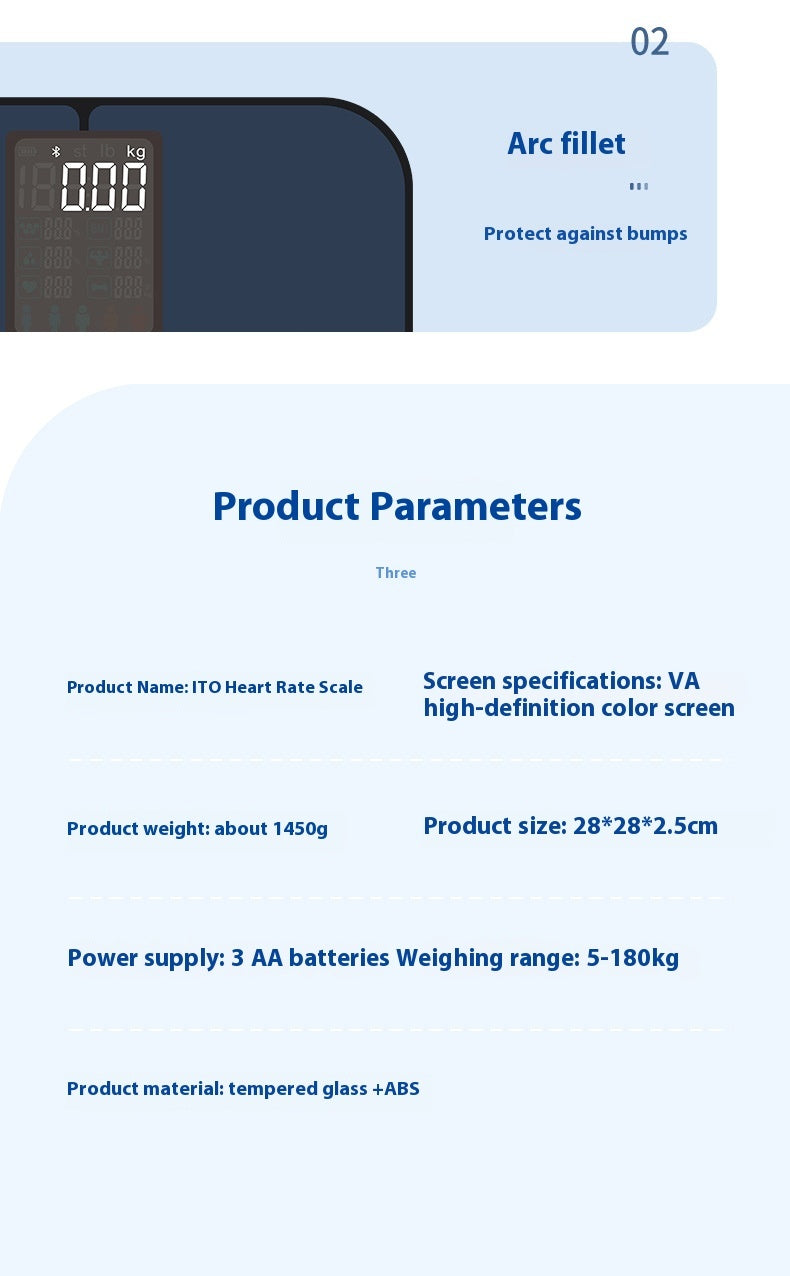 Smart VA Color Screen Heart Rate Body Electronic Scale High Precision Test Fat Body Fat Scale