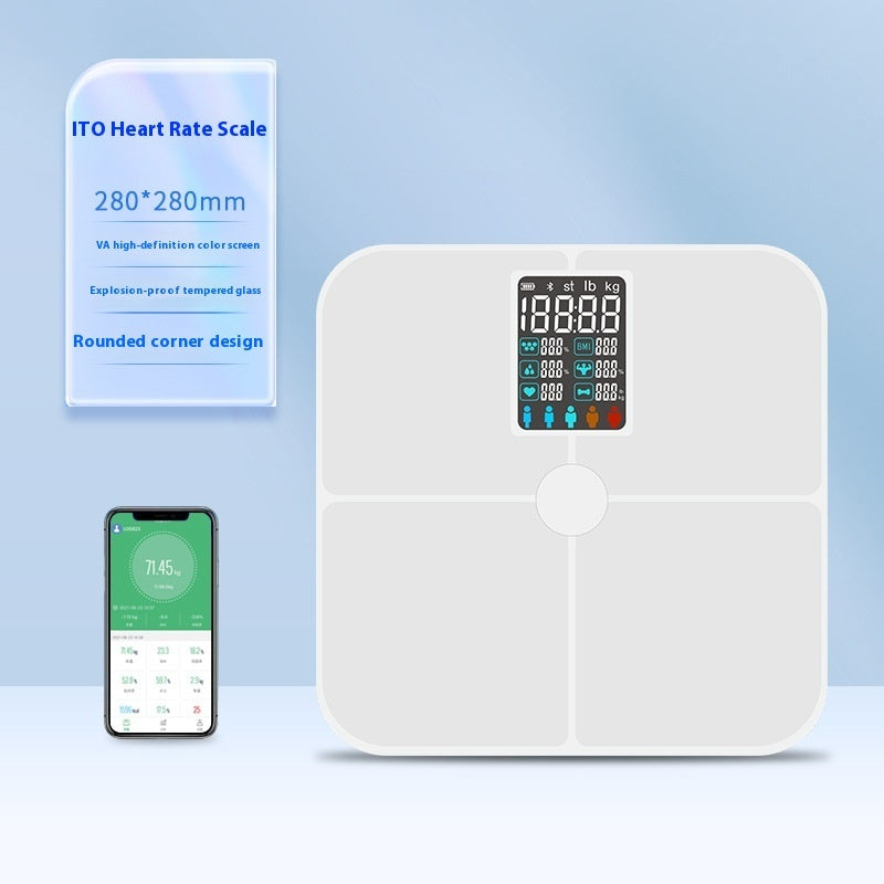 Smart VA Color Screen Heart Rate Body Electronic Scale High Precision Test Fat Body Fat Scale