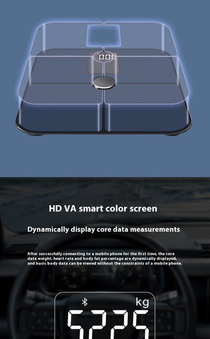 Smart VA Color Screen Heart Rate Body Electronic Scale High Precision Test Fat Body Fat Scale
